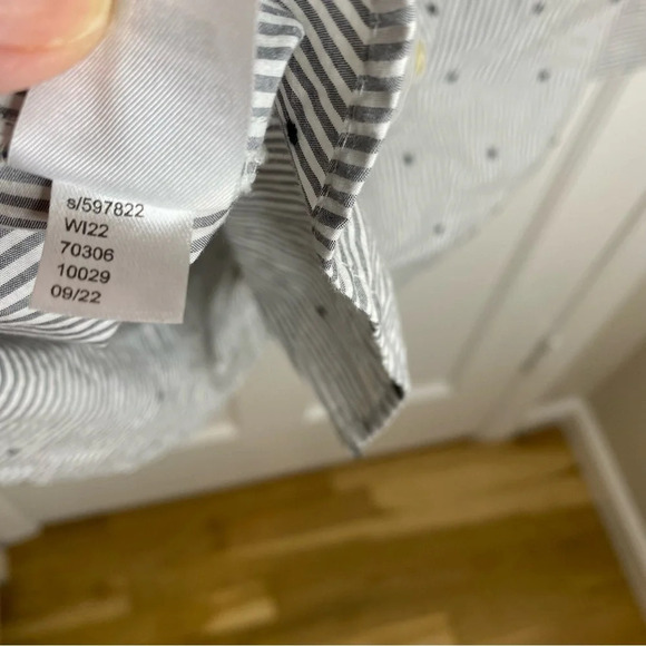 LOFT Clip Dot pin Stripe Long Sleeve Button Up Blouse XS - Picture 8 of 10